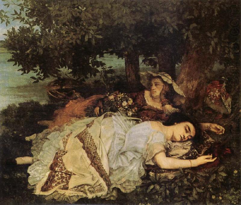 Gustave Courbet Young Women on the Banks of the Seine